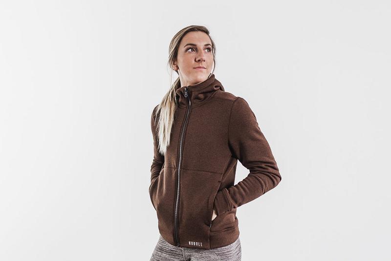 Women's Nobull WoPerformance Zip-Up Hoodie Coffee | SG N3134W